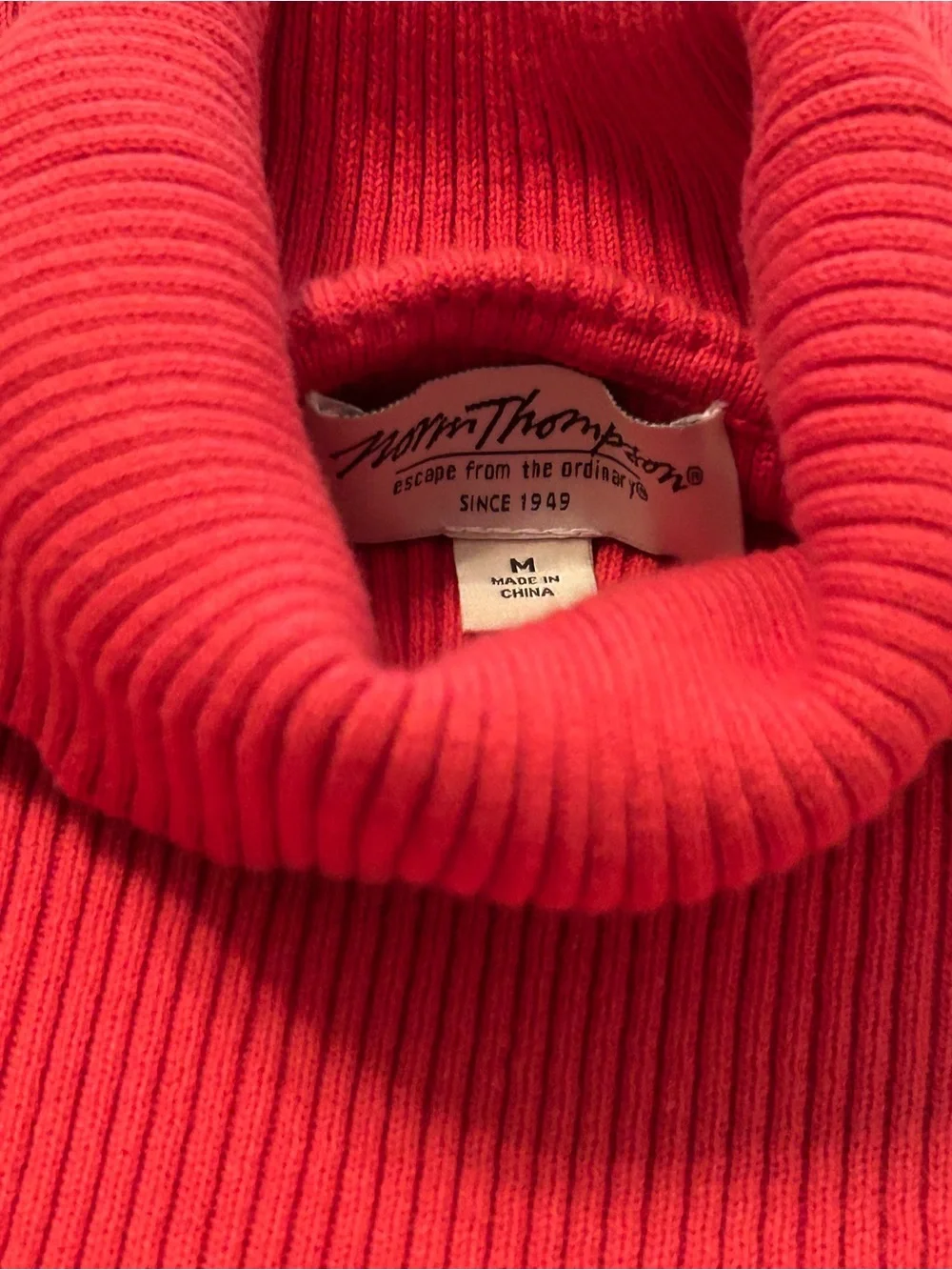 Norm Thompson Classic Ribbed Red/Orange Turtleneck Sweater